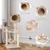 imageGiantex Wooden Cat Tree 48 inches Cat Tower with Cattail Condo Cat Bed Hammock Rotatable Jingling Balls Natural Sisal Scratching Posts Removable Cushion MultiLevel Kitten Activity Center