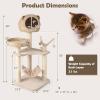 imageGiantex Wooden Cat Tree 48 inches Cat Tower with Cattail Condo Cat Bed Hammock Rotatable Jingling Balls Natural Sisal Scratching Posts Removable Cushion MultiLevel Kitten Activity Center