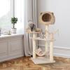 imageGiantex Wooden Cat Tree 48 inches Cat Tower with Cattail Condo Cat Bed Hammock Rotatable Jingling Balls Natural Sisal Scratching Posts Removable Cushion MultiLevel Kitten Activity Center