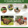 imageGiantex Wooden Wagon Planter Box Decorative Wagon Cart with Wheels Handles Drainage Hole Flower Planter Pot Stand Rustic Flowerpot Planter Indoor ampamp Outdoor Garden Patio Balcony