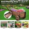 imageGiantex Wooden Wagon Planter Box Decorative Wagon Cart with Wheels Handles Drainage Hole Flower Planter Pot Stand Rustic Flowerpot Planter Indoor ampamp Outdoor Garden Patio Balcony
