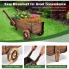 imageGiantex Wooden Wagon Planter Box Decorative Wagon Cart with Wheels Handles Drainage Hole Flower Planter Pot Stand Rustic Flowerpot Planter Indoor ampamp Outdoor Garden Patio Balcony