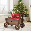 imageGiantex Wooden Wagon Planter Raised Bed on Wheels Handle Drainage Hole Decorative Wagon Cart Rustic Flowerpot Planter Mobile Plant Pot Stand Indoor ampamp Outdoor Patio Garden Balcony