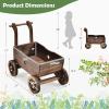 imageGiantex Wooden Wagon Planter Raised Bed on Wheels Handle Drainage Hole Decorative Wagon Cart Rustic Flowerpot Planter Mobile Plant Pot Stand Indoor ampamp Outdoor Patio Garden Balcony