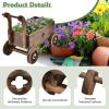 imageGiantex Wooden Wagon Planter Raised Bed on Wheels Handle Drainage Hole Decorative Wagon Cart Rustic Flowerpot Planter Mobile Plant Pot Stand Indoor ampamp Outdoor Patio Garden Balcony