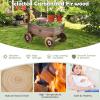 imageGiantex Wooden Wagon Planter Raised Bed on Wheels Handle Drainage Hole Decorative Wagon Cart Rustic Flowerpot Planter Mobile Plant Pot Stand Indoor ampamp Outdoor Patio Garden Balcony