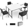 imageGiantex 10 FT Conference Table with Charging Station 2 PCS 60quot x 24quot Rectangular Large Meeting Room Desk with Storage Bag ampamp Hook Space Saving Seminar Table Modern Office Computer Desk for 4 PeopleWhite