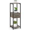 imageGiantex 3 Tier Tall Plant Stand Indoor 36 Inch Corner Plant Holder with Drawer ampamp Metal Frame Modern Plant Shelf for Multiple Flower Pots Square Plant Tables for Balcony Living room 1 PackGreymiddle Drawer