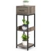 imageGiantex 3 Tier Tall Plant Stand Indoor 36 Inch Corner Plant Holder with Drawer ampamp Metal Frame Modern Plant Shelf for Multiple Flower Pots Square Plant Tables for Balcony Living room 1 PackGreyTop Drawer