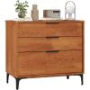imageGiantex 3Drawer Dresser for Bedroom Multipurpose Chest of Drawers MidCentury Modern Storage Cabinet with AntiTip Kit Clothes Organizer 30W Nightstand for Closet Living Room Entryway Cherry