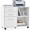 imageGiantex 3Drawer File Cabinet for Office  Home Mobile Lateral Filing Cabinet with Hanging Bars Open Storage Shelves 5 Universal Wheels Printer Stand for Letter Size Storage Cabinet WhiteWhite