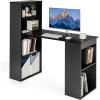 imageGiantex 48 Inch Computer Desk with Bookshelf 3in1 Home Office Desk with 4Tier Bookcase ampamp CPU Stand SpaceSaving Reversible Writing Desk Work Table for Bedroom Study Room Office WhiteBlack