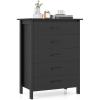 imageGiantex 5Drawer Dresser for Bedroom 415quot Storage Cabinet with 5 Drawers AntiTip Kit Multipurpose Clothes Organizer Chest of Drawers for Closet Nursery Entryway Storage Floor Cabinet BlackBlack