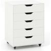imageGiantex 5Drawer Storage Cabinet Mobile Lateral File Cabinet with Drawers Wheels Rolling Chest of Drawers 195quot x 16quot x 255quot for Office Under Desk Living Room StudyWhite
