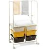 imageGiantex 6 Drawer Storage Cart Office School Organizer Cart Rolling Drawer Cart for Tools Scrapbook Paper or Bathroom Storage Shelf Beige Yellow ampamp Black