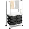 imageGiantex 6 Drawer Storage Cart Office School Organizer Cart Rolling Drawer Cart for Tools Scrapbook Paper or Bathroom Storage Shelf Black