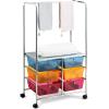 imageGiantex 6 Drawer Storage Cart Office School Organizer Cart Rolling Drawer Cart for Tools Scrapbook Paper or Bathroom Storage Shelf BlueOrange ampamp Red