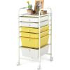 imageGiantex 6 Storage Drawer Cart Rolling Organizer Cart for Tools Scrapbook Paper Home Office School Multipurpose Mobile Utility Cart Beige ampamp YellowBeigeYellow
