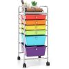 imageGiantex 6 Storage Drawer Cart Rolling Organizer Cart for Tools Scrapbook Paper Home Office School Multipurpose Mobile Utility Cart Beige ampamp YellowRedOrangeGreenTurquoisePurple