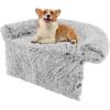 imageGiantex Calming Dog Bed  Fluffy Plush Pet Bed for Couch Removable Washable Cover Soft Neck Bolster Dog Sofa Bed Furniture Protector Mats for Dogs Cats Light Gray Small  40 x 35 x 65