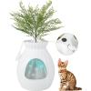 imageGiantex Cat Litter Box Plant  Hidden Litter Box Furniture with Electronic Odor Removal System Detachable Door Curtain Scoop Cat Litter Box Enclosure Planter Home Decor Easy to Clean WhiteWhite