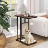 imageGiantex Cat Scratcher Side Table CShaped End Table with Cat Scratching Board Washable Cushion Jingling Ball Metal Frame Couch Table Cat Tree Tower for Living Room Bedroom Rustic Brown