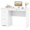 imageGiantex Computer Desk with 2 Drawers Modern PC Desk with Storage Study Writing Table w 2in1 Keyboard Tray Wooden Laptop Workstation for Home Office Bedroom Living Room White