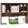 imageGiantex Desktop Bookshelf Wood Desk Hutch Organizer for 27 Inch Computer Monitor Countertop Storage Display Rack with 5 Shelves Multipurpose Desktop Shelf Bookcase for Dorm Office Home WhiteRustic Brown