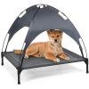 imageGiantex Elevated Dog Bed with Canopy Portable Indoor Outdoor Pet Cot for Camping Beach Lawn Keep Dogs Cats Cool in Summer Breathable Fabric Steel Frame Easy Assembly XL 415 x 345 x 35L 355 x 32 x 32