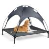 imageGiantex Elevated Dog Bed with Canopy Portable Indoor Outdoor Pet Cot for Camping Beach Lawn Keep Dogs Cats Cool in Summer Breathable Fabric Steel Frame Easy Assembly XL 415 x 345 x 35XL 415 x 345 x 35