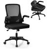 imageGiantex Ergonomic Office Chair wFoldable Backrest Mid Back Mesh Chair with Lumbar Support Flip up Arms Swivel Rolling Executive Task Chair Computer Desk Chair for Home Meeting Room Black