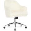 imageGiantex Fluffy Desk Chair Comfy Faux Fur Vanity Chair with Wheals and Height Adjustable Cute Fuzzy Makeup Chair for Girls Women Modern Swivel Arm Chair for Bedroom Home Office BeigeBeige