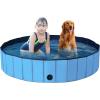 imageGiantex Foldable Pet Swimming Pool Dog Bath Pool with AntiSlip Bottom Portable PVC Pets Bathing Tub Kiddie Pools for Dogs Cats Kids Easy to Drain Collapsible Dog Pet Pool XL55inch Blue