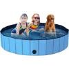 imageGiantex Foldable Pet Swimming Pool Dog Bath Pool with AntiSlip Bottom Portable PVC Pets Bathing Tub Kiddie Pools for Dogs Cats Kids Easy to Drain Collapsible Dog Pet Pool XXL63 inch Blue