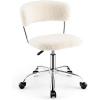 imageGiantex Home Office Chair Faux Fur Low Back Swivel Leisure Chair wHeight Adjustable Padded Seat Rolling Armless Vanity Chair wGalvanized Steel Frame for Bedroom Study Guest Room WhiteWhite