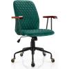 imageGiantex Home Office Desk Chair Orange Vintage Adjustable Swivel Rolling Chair with Copper Wheels ampamp Armrest Mid Century Leisure Chair Velvet Upholstered Computer Chair for Work StudyGreen