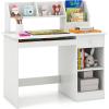 imageGiantex Kids Study Desk Children Wooden Writing Table with Hutch Bookshelf Drawer Keyboard Tray Storage Shelves White Student Computer Desk Workstation for Home School Use Gift for Boys Girls