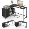 imageGiantex L Shaped Computer Desk with Drawers 81quot Convertible Corner Desk with Charging Station and Storage Shelves Study Writing Desk Modern Long Corner Gaming Table for Home Office WhiteBlack