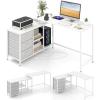 imageGiantex L Shaped Computer Desk with Drawers 81quot Convertible Corner Desk with Charging Station and Storage Shelves Study Writing Desk Modern Long Corner Gaming Table for Home Office WhiteWhite