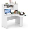 imageGiantex L Shaped Desk with Hutch White Corner Desk with Storage Shelf ampamp Cabinet Laptop PC Table Gaming Computer Table Workstation Modern Executive Study Writing Desk for Home Office Bedroom