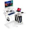 imageGiantex L Shaped Gaming Desk with Outlets ampamp USB Ports Small Computer Desk with Monitor Shelf Headphone Hook Storage Shelf ampamp Host Stand Corner Gamer Workstation for Home Office WhiteWhite