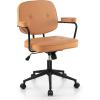 imageGiantex Mid Century Leather Office Chair Orange Height Adjustable Desk Chair with Rocking Backrest ampamp Padded Armrest Upholstered Swivel Leisure Task Chair Modern Rolling Chair for Home Office
