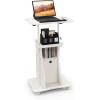 imageGiantex Mobile Podium Stand SittoStand Laptop Cart with Tilting Tabletop ampamp Storage Cabinet Lockable Casters HeightAdjustable Rolling Lectern for Classroom Church Home Office Black 2 PackWhite
