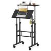 imageGiantex Mobile Stand Up Desk Adjustable Height with Wheels ampamp Tilting Tabletop Home Office Computer Workstation Sit Stand Desk for Standing or Sitting BlackBlack