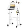 imageGiantex Mobile Stand Up Desk Adjustable Height with Wheels ampamp Tilting Tabletop Home Office Computer Workstation Sit Stand Desk for Standing or Sitting BlackWhite
