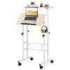 imageGiantex Mobile Stand Up Desk Adjustable Height with Wheels ampamp Tilting Tabletop Home Office Computer Workstation Sit Stand Desk for Standing or Sitting BlackNatural