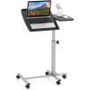imageGiantex Mobile Standing Desk Height Adjustable Rolling Computer Desk with Tilting Tabletop ampamp Edge Stoppers Standing Laptop Cart Portable Desk with Wheels for Home Office BlackBlack