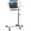 imageGiantex Mobile Standing Desk Height Adjustable Rolling Computer Desk with Tilting Tabletop ampamp Edge Stoppers Standing Laptop Cart Portable Desk with Wheels for Home Office BlackWhite