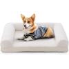 imageGiantex Orthopedic Dog Bed  Egg Crate Foam Dog Sofa Pet Bed with Washable Cover Removable 3Sided Bolsters Non Slip Bottom Quilted Surface Pet Couch Dog Crate Mat for Medium Size Dogs GrayBeige