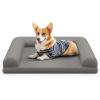 imageGiantex Orthopedic Dog Bed  Egg Crate Foam Dog Sofa Pet Bed with Washable Cover Removable 3Sided Bolsters Non Slip Bottom Quilted Surface Pet Couch Dog Crate Mat for Medium Size Dogs GrayGray